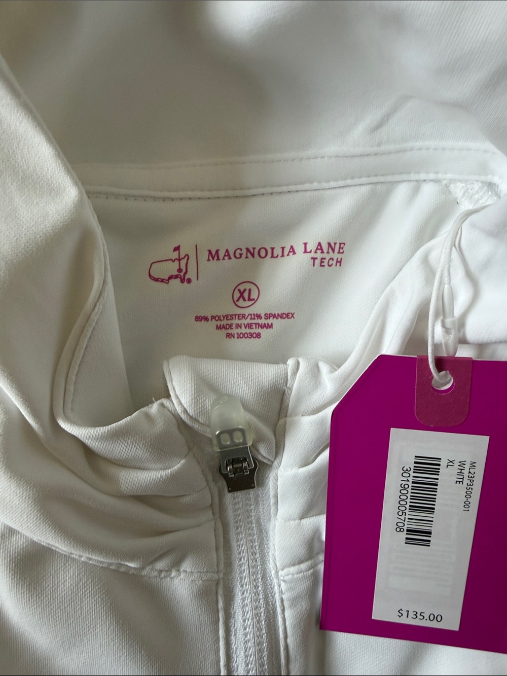 Masters White Full-Zip Performance Jacket with Embroidered Logo - Picture 2 of 2
